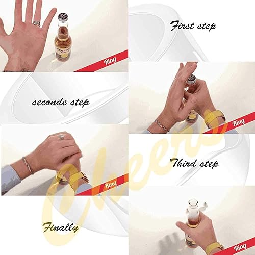 Vista 2 de VQYSKO Anillo abridor de botellas, herramienta de barra de cerveza, creativa, versátil, de acero inoxidable, anillo de fiesta, tamaño 6 a 12