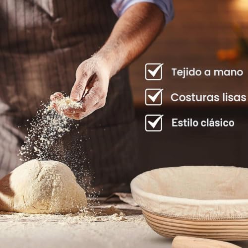 Miniatura 5 de Cesto Fermentación Oval, Banneton Para Pan, Cestas De Fermentación De Ratán Hechas A Mano, Cestas De Pan De Ratán Hechas A Mano Con Revestimiento, Herramienta Para Hornear