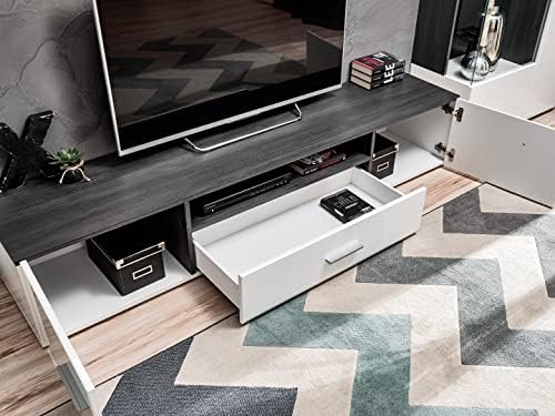 Generisch Wohnwand SOLIDO Twin Wohnzimmerset TV Wand Weiß Hochglanz Anbauwand Wohnzimmer Fernsehwand