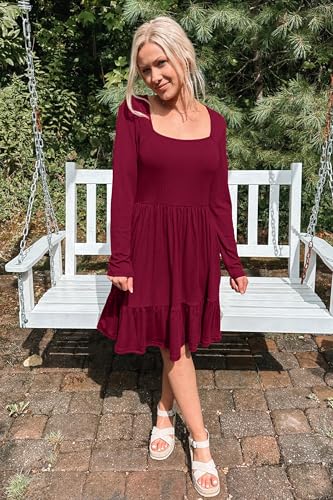 Image of Newshows Women's 2026 Summer Casual Square Neck Ruffle A Line Beach Vacation Sundress Work Business Dress with Pockets