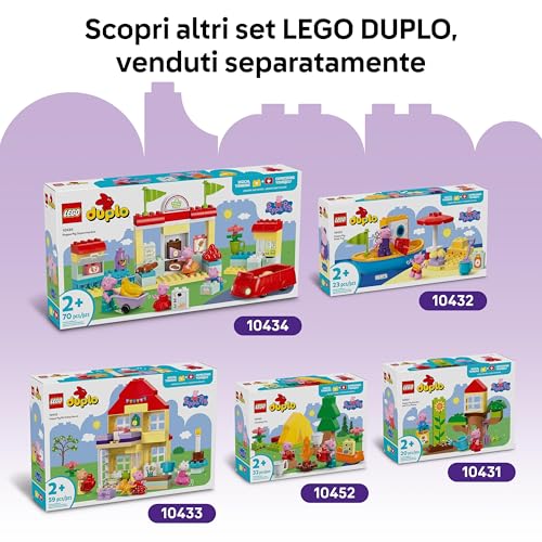 DUPLO Peppa Pig Luna Park - Gioco per la Motricità Fine per Bambini da 2 Anni - Ruota Panoramica, Scivolo, Bar e 3 Figure tra cui Candy Gatto e Danny Cane - Attività per Sviluppo Precoce - 10453 - Lego - Immagine 6