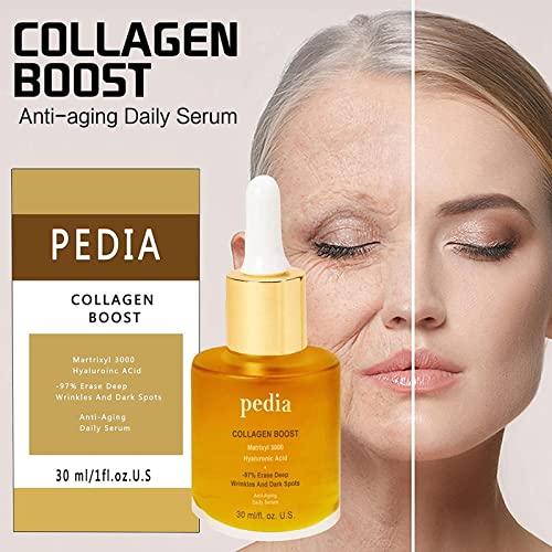 Advanced Collagen Boost Anti Aging Serum,Sérum Anti-Rides Boost au Collagène,Réduction des Rides,Raffermissement de la peau,Correction des Taches Essence Faciale Anti-âge