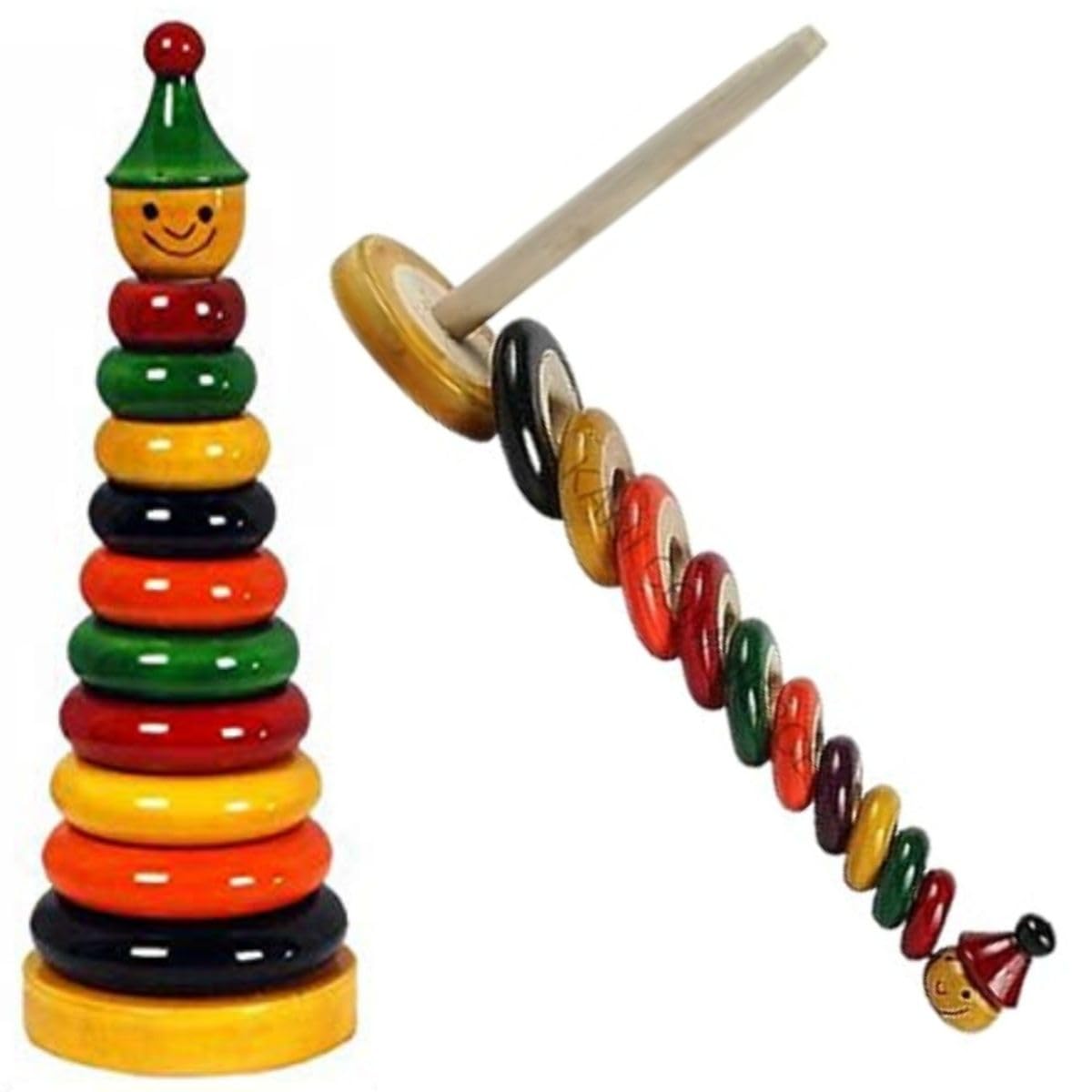 HAPYDOSE Wooden Rainbow Stacking Ring Tower Jolly Joker Early Development | Classic Stacking Toy | Construction Toys for Toddlers and Montessori Play Educational Toy Multicolor (B0CRKNHM6P) Amazon Price History, Amazon Price Tracker
