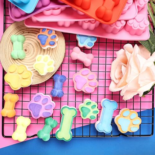 Backmatte Hundekekse, 4 Pieces Hundekekse Backform, Silikon Backmatte, BPA-Frei Backmatten für Hundeleckerlies, für DIY Hundeleckerlies, Schokolade, Kekse, Eiswürfel,Dog Biscuits