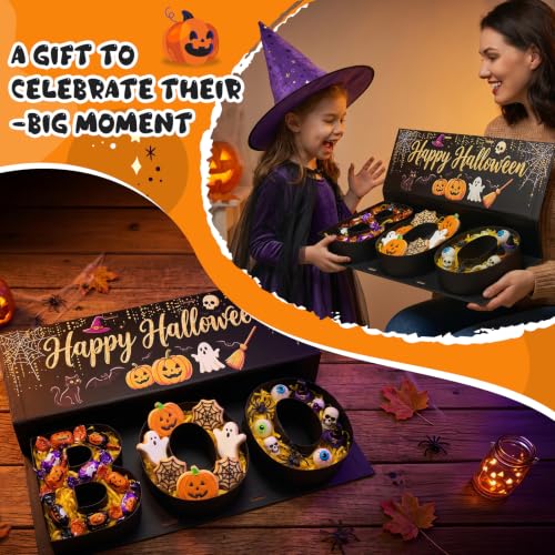 Halloween Candy Gift Box, BOO Letter Shaped DIY Fillable with Ribbon Raffia - image 6