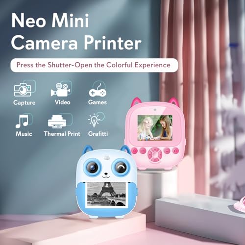 Image of SEZNIK Mini Camera Printer, Click Photo Print, Inkless, Bluetooth HD Printer, Android, iOS. Instant Print (Neo-Pink)