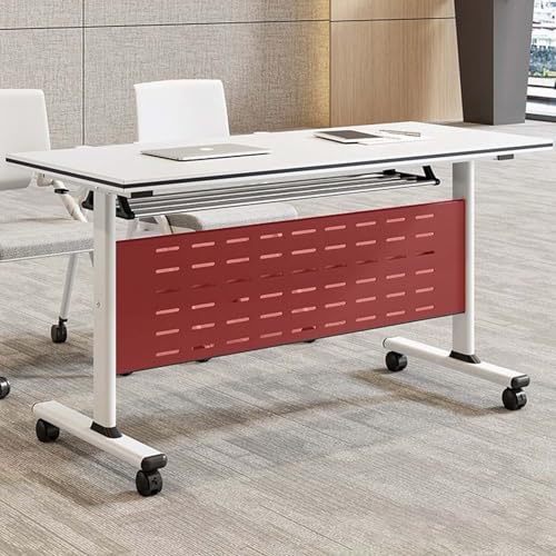 Bureau pliable à roulettes – Table de conférence à roulettes pour bureau à domicile, étude et réunions compactes – Table d'écriture peu encombrante