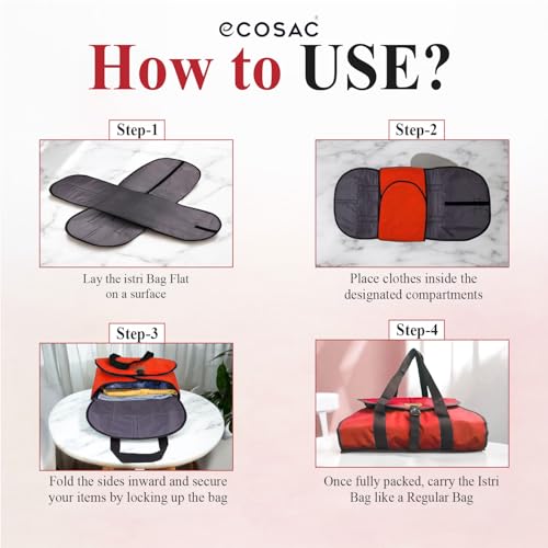 Image of Istri Bag | Ironed Clothes Organizer | Travel-Friendly, Water-Repellent & Washable | Foldable Storage Bag for Wardrobe & Luggage | Ideal for Office, Travel & Home Use (1, Red)