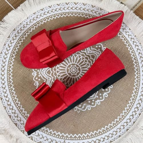 WENJIAZHIZHI Women's Bow-Knot Round Toe Ballet Flats Elegant Bride Dress Flat Shoes Soft Dance Shoes Female Slip-On Loafers2