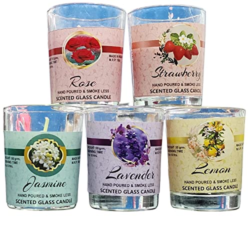Image of Glass Votive Paraffin Wax Candles Perfect for Decoration of Dinner, Wedding Parties, Church, Spa, Restaurant, Smokeless Dripless Long Lasting(Set of 5 - Burn Time: 10 Hr)