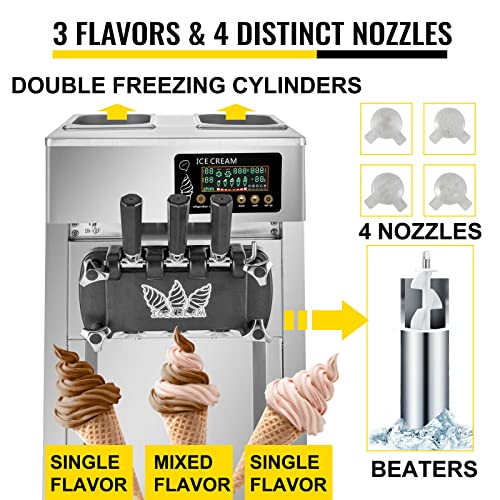 TEHONGMAI Kommerzielle Eismaschine Maschine, Geschmack Countertop Soft Serve Maschine 1200 W 3, kommerzielle Eismaschine… – Bild 4