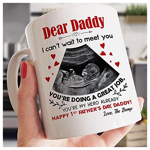Personalized Ultrasound Mug, Daddy You Are Doing Great Job Mug, 1st Father's Day Gifts For First Dad Expectant Dad For First Father's Day, Custom Sonogram Photo Coffee Mug For New Dad