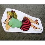  hotrodspirit - Mini Sticker pin up allongé au Telephone Chemisier Vert Autocollant