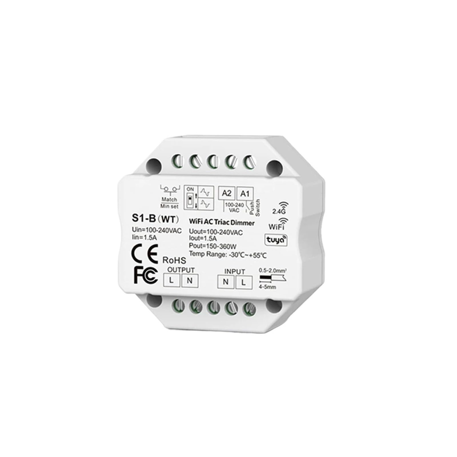 1 szt. Tuya Smart Life WiFi Zigbee RF AC ściemniacz LED kontroler przycisk sterujący 110 V 220 V 230 V bezprzewodowy pilot zdalnego sterowania (WiFi ściemniacz)