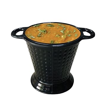 PREMIUM GLOSSY MELAMINE BUCKET BALTI SERVING GRAVY BUCKET DINNERWARE TABLEWARE BLACK 500 ML