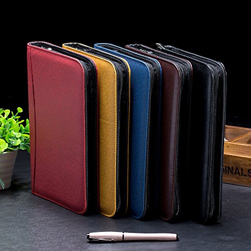 ZZ Lighting Executive Zippered Professional Business Planner Zipper 6-Ring Binder Organizer Packet Portfolio with Filler Paper Calculator Card Bag（A5 Yellow） - Thumbnail 6
