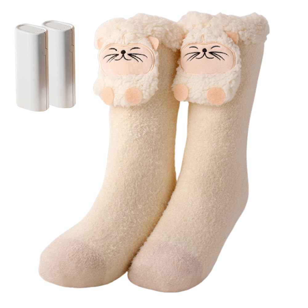 Calcetines Calefactables, ADDLIVE Calcetines Mujer Calefactores, Calcetines Calefactados, Heated Socks con 3 Ajustes de Temperatura y 2 Baterías para Exteriores, Esquí, Invierno
