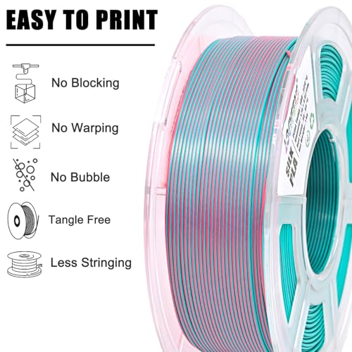 Image of PLA Filament 1.75mm, Silk PLA 3D Printer Filament, Dual Color Filament - Pink and Sky Blue 1.75 PLA Filament- 2 in 1 Coextrusion 3D Filament PLA 1.75 + /- 0.02mm, Fit to AMS, 1kg /Spool