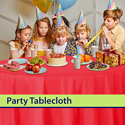 Image of Party Dimensions Red Disposable Plastic Tablecloth for Round Tables (36 Pack) Table Cloths for Parties, Events & Weddings, Indoors & Outdoors, 84 inches, Plastic Table Cover