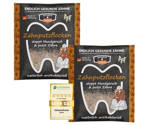 QCHEFS 2er Pack Großpackung Papie Zahnputzflocken für große Hunde - Zahnpflege Hund, ohne Dentalspray...