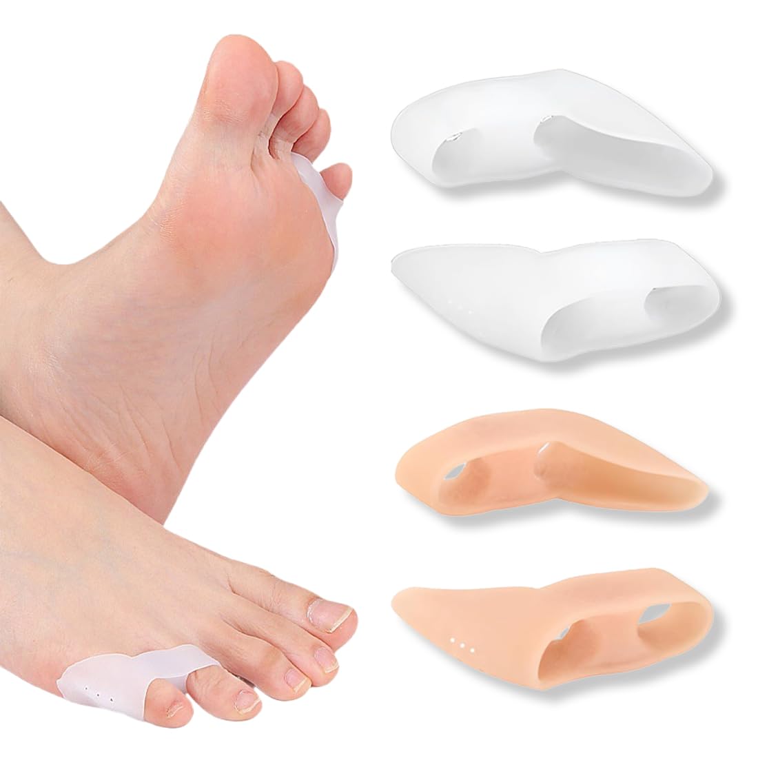 4 Pares Separadores de Dedos Pequeños, Corrector de Dedos Superpuestos, Cuidado de Corrección de Dedos, Separadores de Gel para Dedos, Protección y Relajación para los Pies