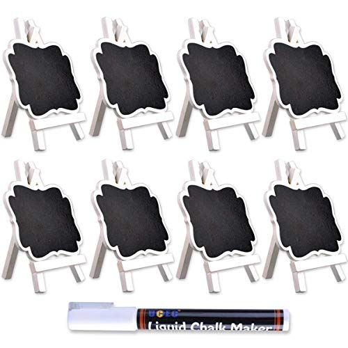 UCEC Mini Pizarolas decorativos com suporte de cabeça, para cartazes de mensagens, casamentos, festas, números de mesa, cartazes de alimentos e decoração de eventos especiais Pack de 8