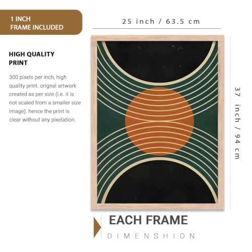 Image of kotart Boho Art Home Decoration Painting | Aesthetic Paintings With Frame For Living Room Bed Room Hotel Wall Decor Digital Reprint Set of 3 (35x37 Inch)