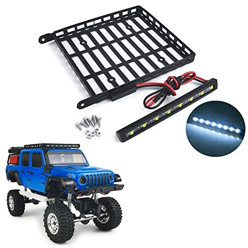 ZuoLan Porte-bagages RC Roof Rack 1/24 avec barre lumineuse LED pour AXIAL SCX24 AXI00005 Gladiator RC Crawler Car Cover