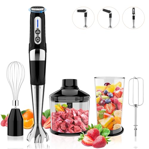 Cordless Immersion Blender: 4-in-1 Rechargeable Electric Hand Blender, 21-Speeds & 3-Angle Adjustable with 700ml Chopper, 700ml Beaker, Egg Whisk and Beater for Smoothies, Soup, Baby Food (Black) image 2