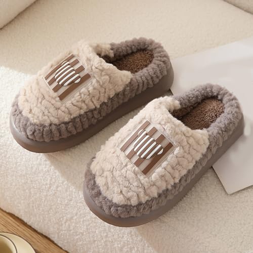 House Slippers for Women Men Plush Warm Fuzzy Slippers Fluffy Platform Non-Slip Bedroom Shoes Indoor Comfort Soft Slip On Memory Foam Cotton Slipper Winter Unisex Adult Home Slides3