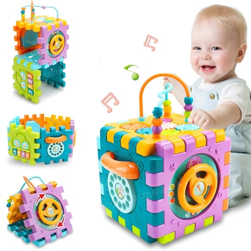 Image of Toyshine 6 in 1 Educational Shape Sorter Baby Activity Cube Montessori Toy Gift for Babies 6-18 Months, Multicolor