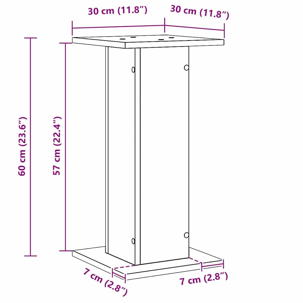 Supporto per altoparlanti, 2 pezzi, nero, effetto rovere, 30 x 30 x 60 cm, supporto per altoparlanti, treppiede, base per soggiorno, home theater, studio, PC, gaming surround