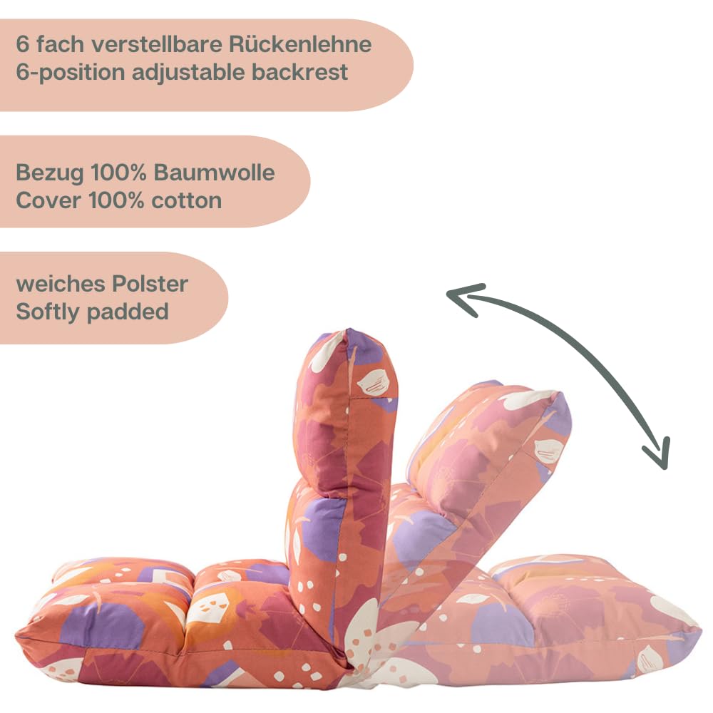 howa 2 in 1 poltrona + divano per bambini – schienale regolabile in 6 posizioni colorful red 8603