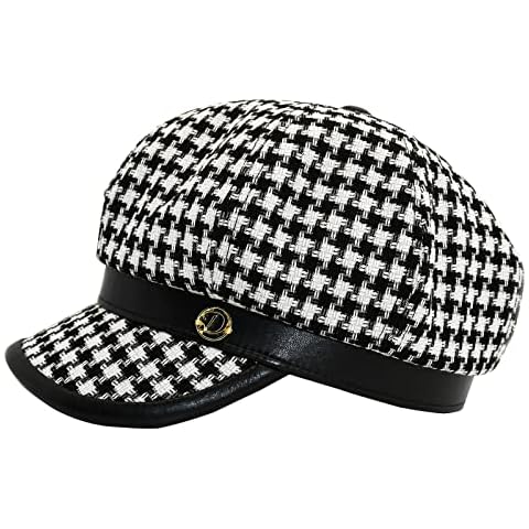 KORIXINE Women's Houndstooth Newsboy Cap Cover