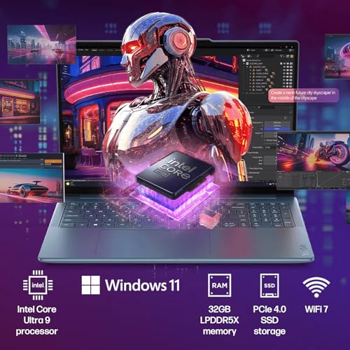 Image of Lenovo Yoga Pro 9i 16 inch Laptop, Intel Core Ultra 9-285H, NVIDIA GeForce RTX 5060, 3.2K Tandem OLED 120Hz Touchscreen Display, 32GB RAM, 2TB SSD, Wi-Fi 7, Thunderbolt, Win 11 Home, w /1TB Portable HDD