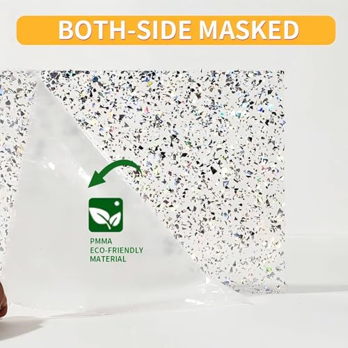 Image of TOEPODO Translucent Acrylic Sheet Irregular Glitter 1 /8 Thickness Sparkly Plexiglass PMMA Acrylic Panels for Laser Cutting Engraving Craft DIY Decor Ornaments (2, Green Glitter, 8x12 Inch)