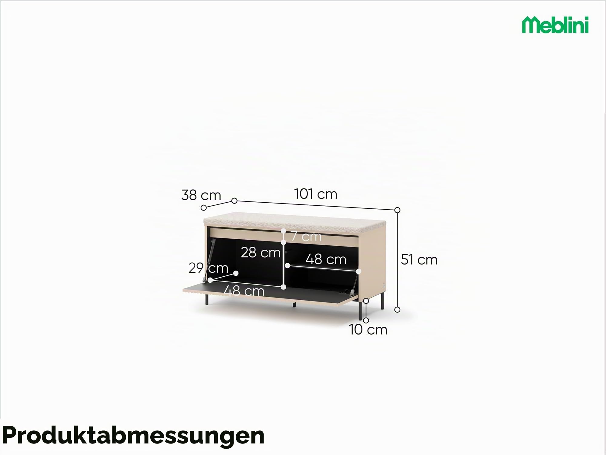 MEBLINI Garderobe Flur Möbel Set mit LED - Garderobenschrank Flur mit Spiegel - Garderobe Schrank - Flurgarderobe - Flurschrank hoch - Trend - Beige/Schwarz