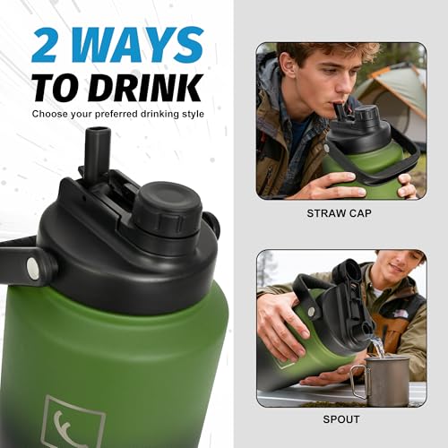 Image of NATURE PIONEOR 1 Gallon (128oz) Insulated Water Bottle Jug with Carrier Bag