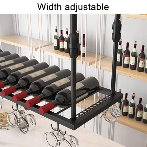 Casier à vin suspendu à hauteur réglable et étagère oreillettes blanc 120 cm