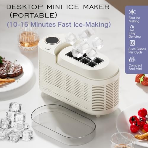 Mini máquina de hielo portátil con adaptador 12V y 8 cubos BPA-Free miniatura 2
