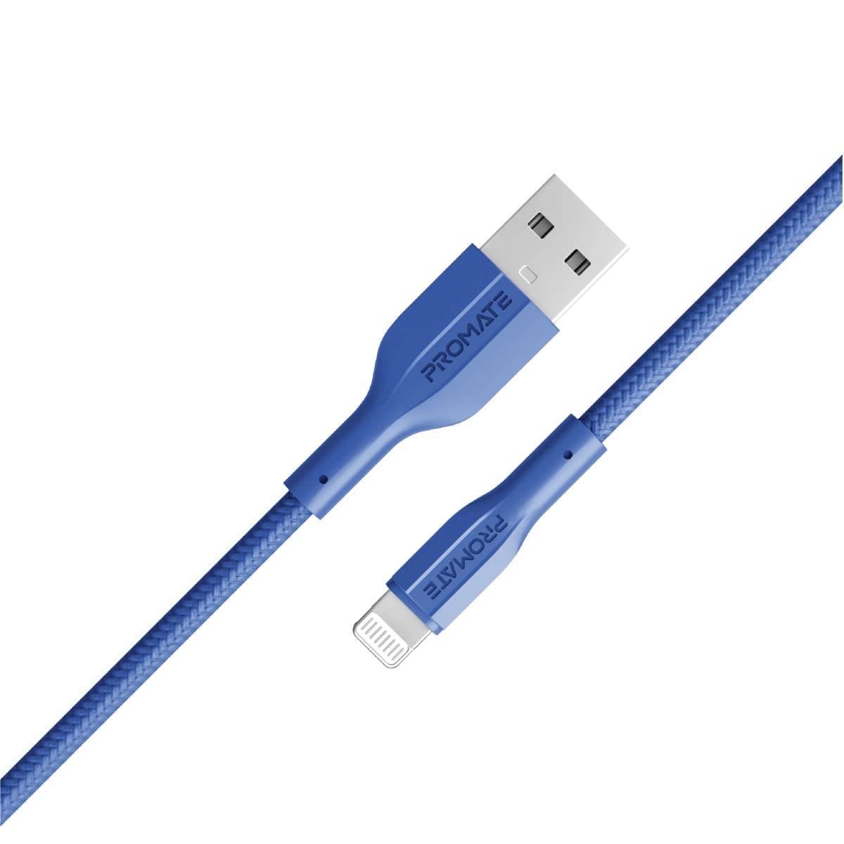 PromateUSB-A to Lightning Cable, Durable 10W USB-A to Lightning Charger with 480 Mbps Data Transfer, 10000 Bend Test and 100 cm Anti-Tangle Silicone Cord for iPhone 14, iPad, XCord-Ai Navy