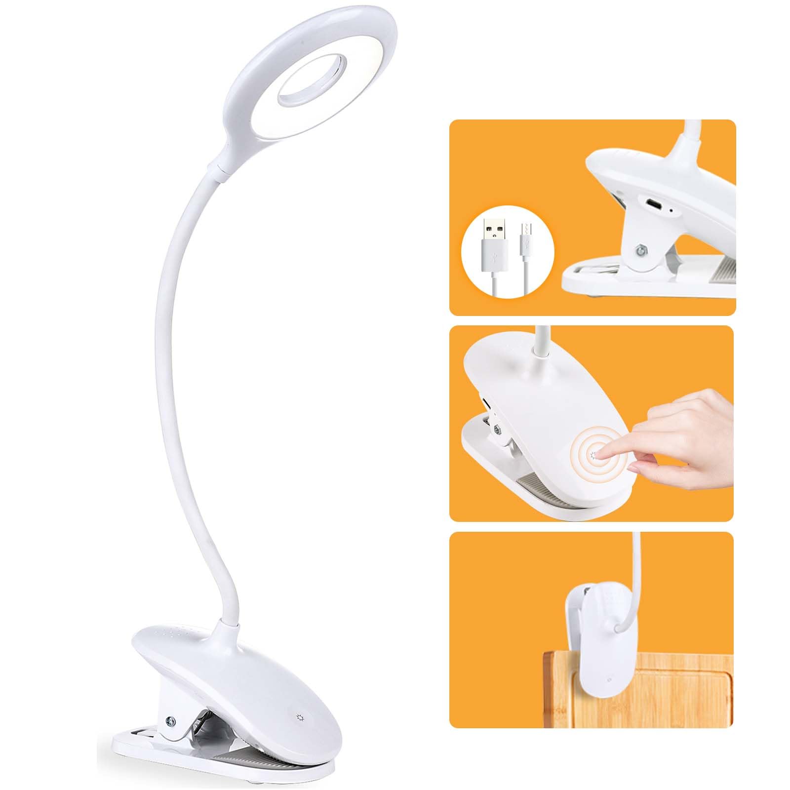OUSFOT Lámpara Escritorio con Panel Táctil Lámpara de Lectura Lámpara de Mesa 3 Niveles de Brillo USB Placentera para Los Ojos