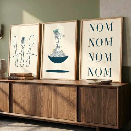 Image of HOTHOUSE Kitchen Wall Art poster With Frame For Living Room Bed Room Hotel Wall Decor Digital Reprint engineered wood Set of 3 (19X25 inch)