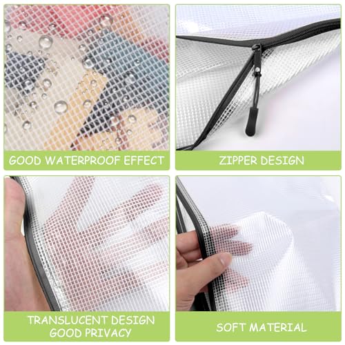 Image of YOPCDJ 24pcs Mesh Zipper Pouches, A3 Size 17 x 12 inches Waterproof Black Zipper Bags, Water-Resistant Plastic Zipper Pouch for School Office Supplies, Puzzles & Games Organizing Storage