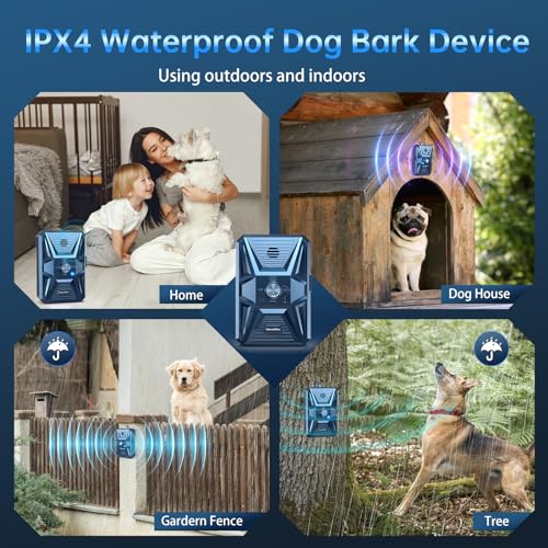 Bubbacare Antibell, Antibell Ultraschall Gerät, 3 Stufen Automatisch Antibell für Hunde mit 33ft, Wiederaufladbares & Wasserdichtes Anti Bell Gerät Hunde, für Große KleineHunde Innen Außenbereich