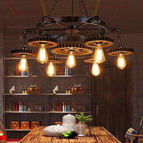 Lustre Vintage Rétro Équipement Industriel Pendentif Lumières 7 Têtes Hauteur Réglable Bar Loft Suspension Restaurant Chambre Spirale Lampe Suspendue Cuisine Salon Décoration Éclairage De Plafond