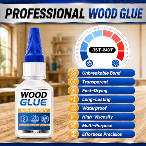 Image of Wood Glue Clear, 30g Instant CA Glue with Precision Applicator, Cyanoacrylate Adhesive for Wood Crafts Repair, Waterproof & Fast-Drying