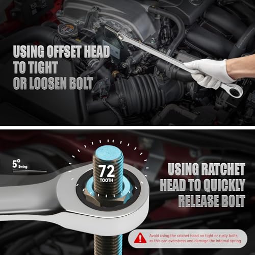 Image of DISEN 12 + 1 pcs Extra Long Ratchet Wrench Set, Metric 8-22mm Double Box End Ratcheting Wrench Set with a Magnetic Pickup Tool, Secret Santa Gifts for Men, Stocking Fillers for Men Christmas Birthday