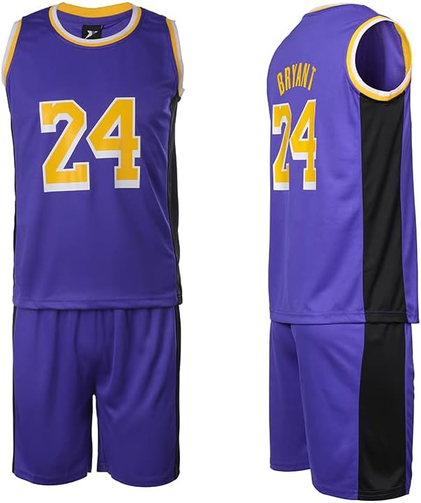 #24 Basketball Jerseys Outfit Tank Top Track Shorts Sport Sets Uniforms with Wristbands for Fans Kids Boys Youths - Image 3