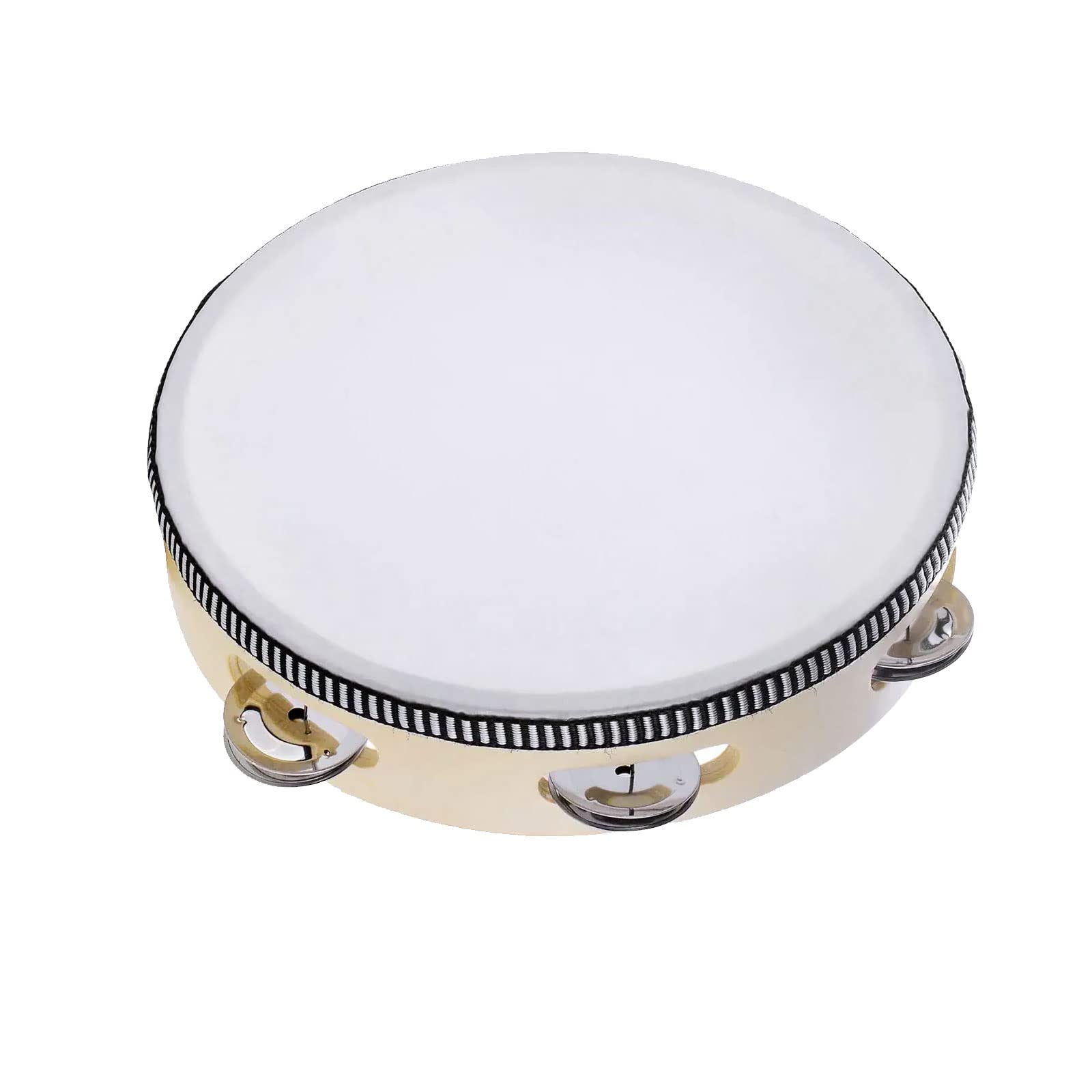 MIVIDE 3pcs Tambourin, Tambour à Main en Bois, Tambourin Instrument (6Pouces, 7Pouces et 10Pouces)